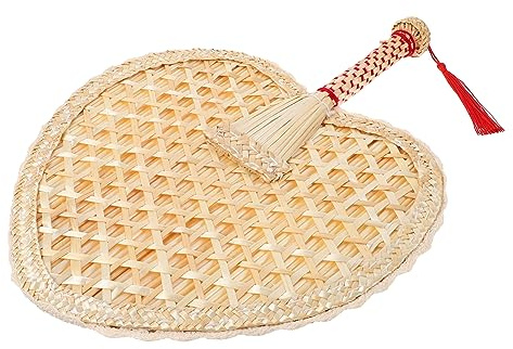 Gatuida Ventaglio Fatto a Mano in Paglia di Grano Intrecciata Ventaglio Portatile Rotondo Stile Cinese Tradizionale per Passeggiate e Decorazione Casa