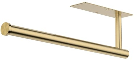 CHIKESI Paper Towel Holder Under Cabinet, Self-Adhesive,No Drilling, Stainless Steel, Wall-Mounted for Kitchen and Bathroom, Easy Install, Durable, Space-Saving, Ideal for Home, RV (Gold, 1 Pack)