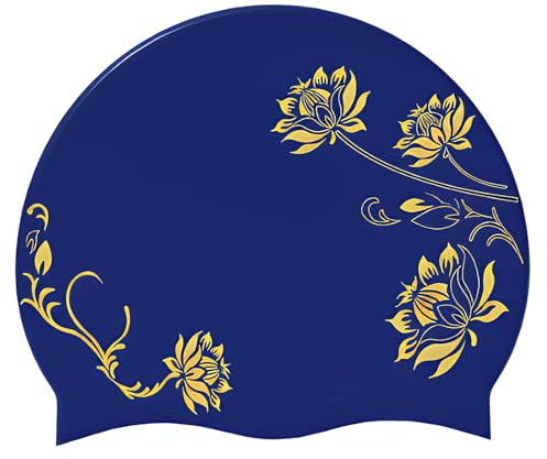 Bonnet de Bain Femme en Silicone Imperméable, Modèle Confortable pour Cheveux Longs, Bonnet Piscine Femme pour Adulte et Adolescent, Élégant, Doux et Résistant au Chlore