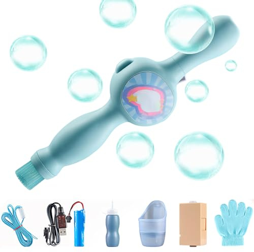 Smoke Bubble Machine,Elastic Bubble Fog Wand,Kids Magic Bubbles Gun Toy with Fog Effect & Colorful Light, Automatic Soap Blower,Long-Lasting Fog Bubbles for Parties, Birthdays & Outdoor Play (Blue)