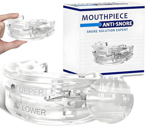 Transparente Ferula Antironquidos, Férula Antirronquidos de Avance Mandibular, Ferula Descarga Bruxismo, Dispositivos Ajustable y Reutilizable Anti Ronquidos, Ayudar A Dormir, Para Hombres Y Mujeres