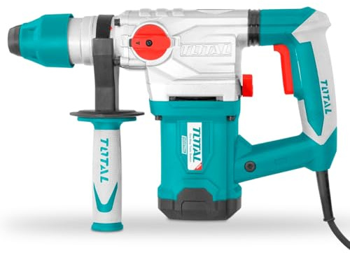 TOTAL - Martillo Combinado de Cable con Potencia de 1500 W | Taladro, Percusión y Picado | Velocidad de 850 rpm | Con 3 Brocas, 2 Cinceles y Escobillas