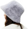 LLZ.COQUE Damen Hut Winter Weiche Kunstpelz Flauschige Fischerhut Breite Krempe Fellmütze Winter Warme Mütze für Mädchen Dunkelgrau
