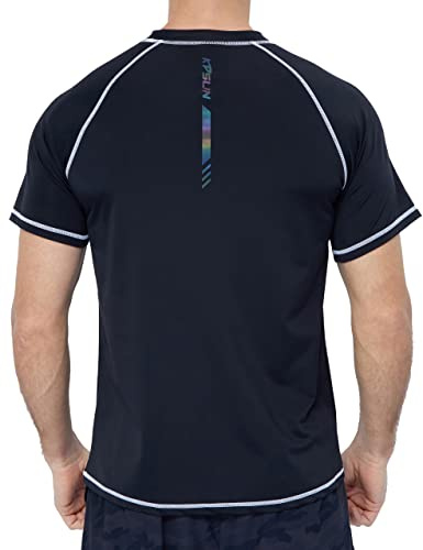 Maillot de bain à manches courtes pour homme - Séchage rapide - UPF 50+ - Protection solaire - Rashguard - Pour la plage et la pêche