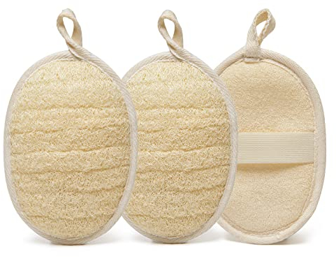 Natürlicher Luffa Schwamm Peeling Körper Wäscher Peeling Loofah Pad für Damen und Herren,Geschirrspülen Luffa(3 Stück)