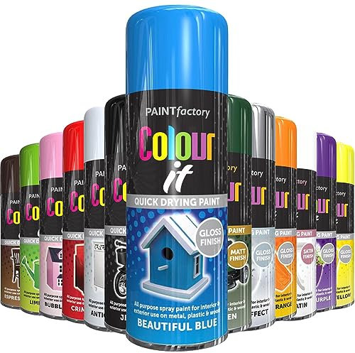 AlezyB - 400ml Colour IT All Purpose 1x Blue Gloss Household Spray Paint for Metal, Wood, Plastic, Professional Quality Fantastic Finish, Interior Exterior, Fast Drying and Excellent Coverage
