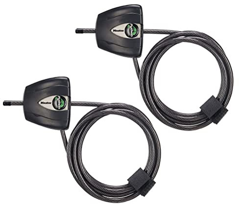 Master Lock Schwarzes Python-Stahl-Kabelschloss mit Schlüsseln, robuste Diebstahlschutzkamera und Kajak-Verriegelungskabel, 2 Stück, 8417T