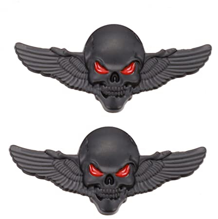 Lot de 2 emblèmes en métal imperméable pour voiture, camionnette, coffre, etc. (Noir)