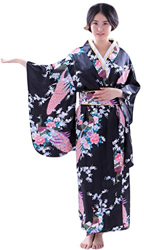 Abito Giapponese Geisha Abito Yukata Blossom Accappatoio in Raso Vestito Giapponese delle Donne di Kimono del Vestito dal Cosplay del Costume Carnevale Donna Tradizionale Giapponese Kimono