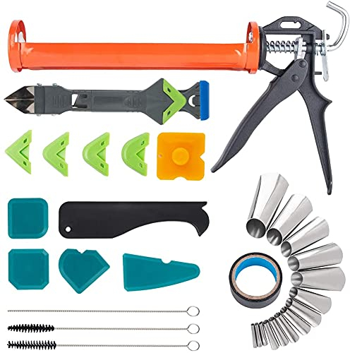 Rfeeuubft Kit d'outils de joint en silicone, avec grattoir biseauté multifonction, convient pour les cuisines et salles de bain