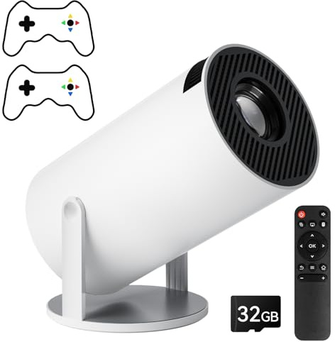Qoosea Mini Projector with 2 Joystick 4K Bluetooth 5.2 Portable Game Projector 180° Rotatable Android 12 WiFi 6 Auto Keystone Outdoor Movie Projector Compatible with Phone Laptop PC TV Stick USB