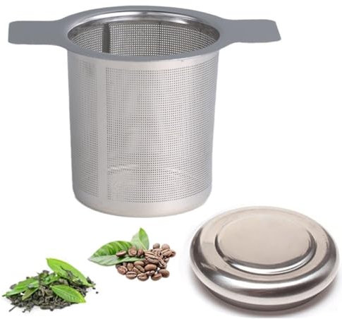 Tea Infuser 304 Stainless Steel Tea Strainer Extra Fine Mesh Loose Tea Infuser with Lid with Lid and Heat Proof Handle Tea Filter for Teapots Cups Mugs to Brewing Steeping Loose Leaf 1 Pack