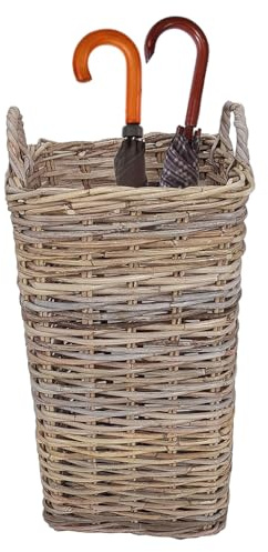 Dibor Willow Wicker Umbrella Stand with Handles Rustic Style Hallway Kitchen Porch Umbrella Storage Basket (Large)