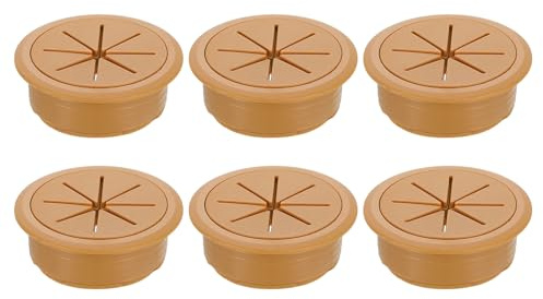 QUARKZMAN 6 stycken skrivbordsmatning, 1,97 tum 50 mm skrivbordskabelhålsskydd, skrivbordstrådhål insats för hemmakontor bord skåp kabelorganisatör, brun
