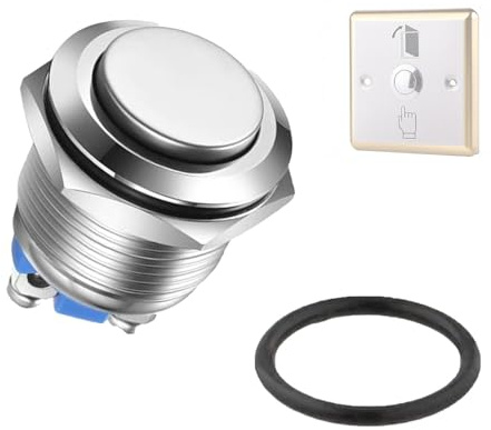 AzureRay ​Pulsante Momentaneo 16mm IP67 - Interruttore Impermeabile 12V-250V AC/DC | Pulsanti in Metallo con Terminali a Vite per Auto e Industria​