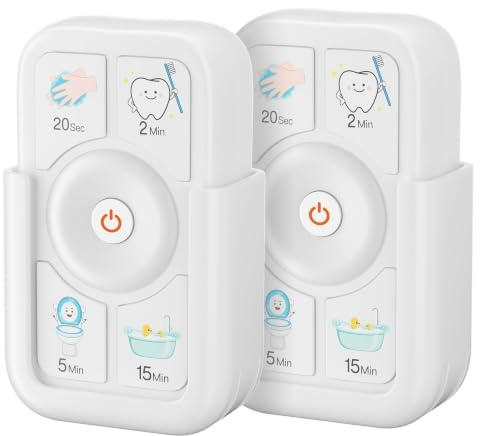 Sunnyload Kids Timer for Tooth Brushing, Washing, Toilet & Shower White 2PC