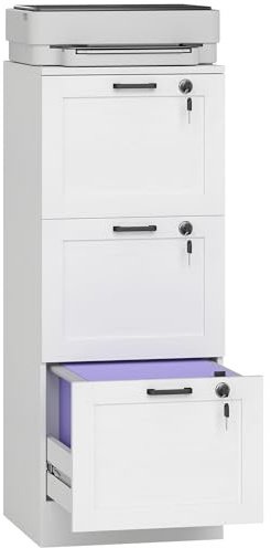 HOMCOM 2 Drawer File Cabinet with Lock Adjustable Hanging Bars for A4 White
