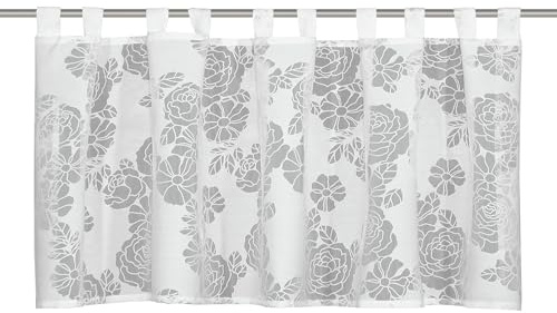 Sehlbach Bistrogardin Burnout Flowers, Vit, 140 x 45 cm Bistrogardin, Blommig design, Transparent tyg, Enkel dekoration