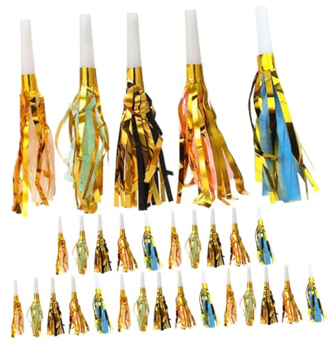 Healifty 30 Bocinas de Fiesta Flecos Multicolor y Silbatos para Cumpleaños y Eventos Artículos para Hacer Ruido Juguetes para Fiestas Infantiles Paquete Surtido Adultos