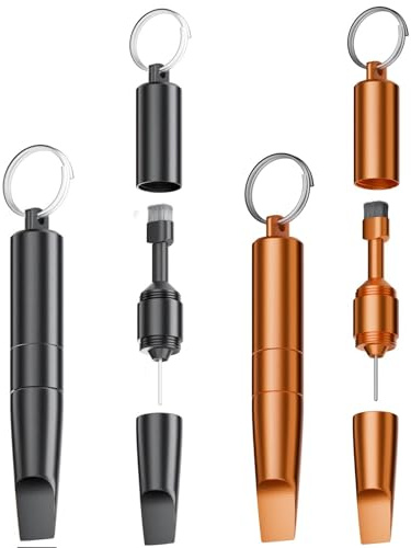 2PCs 3-in-1 Cleaning Brush Mobile Phone Card pin Keychain sim Battery Compartment Multi-Function Cleaning Brush handset Cleaning (Black+Gold)