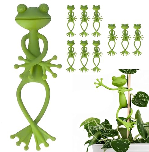 KINDLUME 10 Piezas Rana Soporte para Plantas, Tutor Decorativo para Plantas, Figura de Animal para Jardín, Soporte con Diseño Divertido, para Plantas Trepadoras, Decoración, Regalo Original