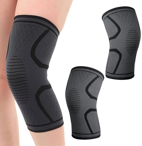 LuminaVerde Fasciatura per Ginocchio Uomini, 2 Pezzi Fasciatura per Ginocchio Donne per menisco e artrosi, Fascia per Ginocchio Traspirante Antiscivolo Supporto Ginocchio Nero