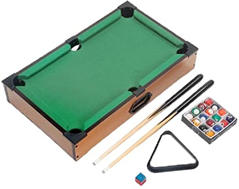 Folpus Mini Biliardo da Tavolo Set Completo per Bambini con Stecche Palline Gesso Struttura in Legno Feltro Adatto a Classi Casa Feste