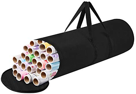 Dokon Aufbewahrungstasche für Geschenkpapierrollen, Wasserdicht, UV-beständig, Schwerlast Reißfestes 600D Oxford Weihnachtspapier Geschenkpapier Aufbewahrung Organizer Tasche (79xØ22cm) - Schwarz
