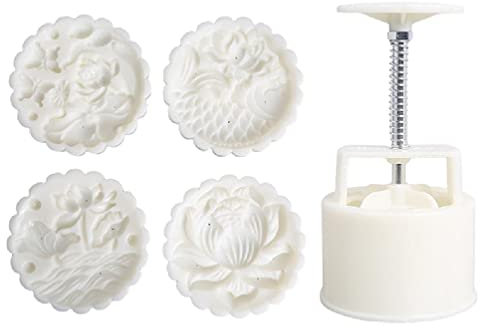 Mondkuchen-Form, 150 g oder 200 g, Handpresse, Keks-Ausstecher, Gebäckwerkzeug, Mondkuchen-Maker mit 3D-Blumen-Fisch-Muster, Keksstempel zum Backen, Kunststoff, 150 g, 200 g