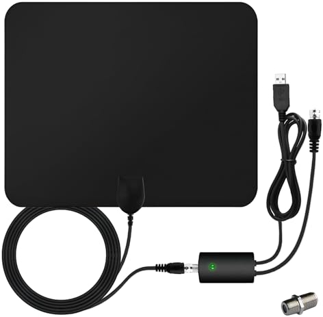 TV Antenne Digital, Zimmerantenne 2024 Neueste, DVBT2 Antenna mit Signalverstärker, Tragbare HD Antenne Indoor 4K 1080p für alle Herkömmlichen und HD Fernseher