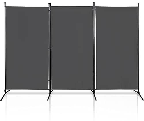 Vigevee Paravent 260 x 180 cm Raumteiler Klappbar Freistehend, Groß Garten Stellwand Trennwand Sichtschutz Balkonbespannung Balkonsichtschutz Faltbildschirm, Paravent für Büros, Balkon (Anthrazit)