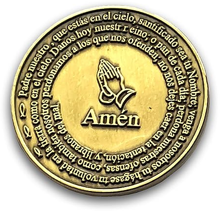 AXLorange Handschmeichler Medaille spanisch - Padre Nuestro - ca 50x4mm - antik Bronze