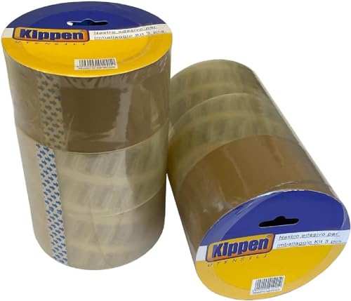 Kippen 9004KS - 2 Confezioni da 3 Rotoli di Nastro da Imballaggio Ultra Resistente. Dimensioni: 48mmX40Mt