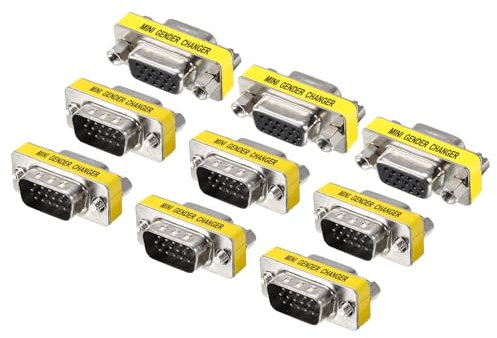 sourcing map VGA Coupler VGA Gender Changer Connector 15 Pin Male to Male/Male to Female/Female to Female VGA Adapter for Cable Extender, 9 Pack