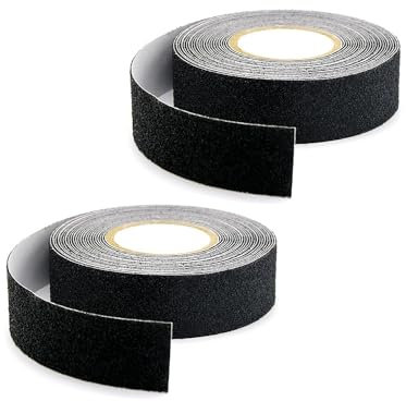 Antirutsch Klebeband,2 Pack Anti-Rutsch Band Aantirutsch Sicherheits Greifband Selbstklebendes Terrassen Warnband Sicherheitswarnbänder für Innen-Außen-Treppen Stufen 2,5cm x 5m Schwarz