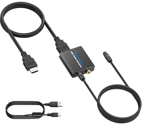 CAMWAY ARC Audio Extractor, Optical Audio Splitter zu Optisches und Koaxial Stereo Audio Out, 192KHz ARC Adapter mit ARC-Kabel für Verstärker, Soundbar, Heimkinosystem usw