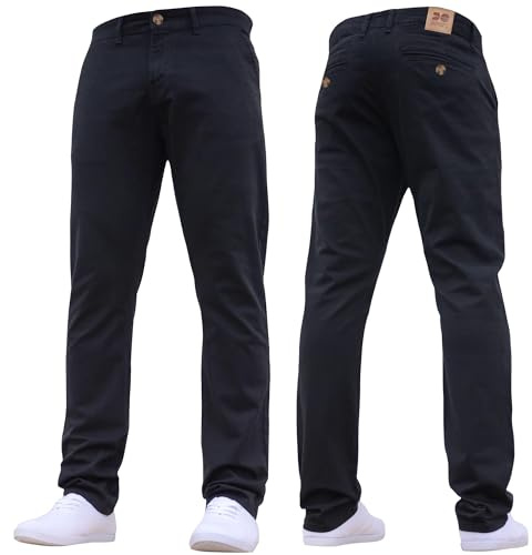 Crosshatch Mens Stretch Chino 'LARENTO' Slim Fit Leg Smart Work Trousers Jeans by JEANBASE Black 38W X 32L