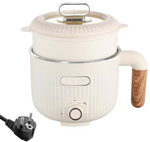 Hot Pot, mini fornello antiaderente portatile con cestello a vapore, padella elettrica in acciaio inox, doppio controllo potenza, riscaldamento rapido