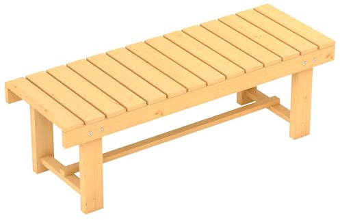 Outsunny Banco de Madera Para Jardín y Terraza 2 Plazas - Carga 250 kg - 110x38x35 cm Natural