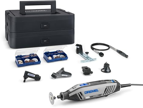 Dremel 4250 6/128 Rotary Tool 175W, Variable Speed 5.000-35.000 RPM Multitool kit with 6 attachments, 1 Platinum Box, 128 Accessories for Cutting, Engraving, Sanding, Grinding, Drilling, Routing
