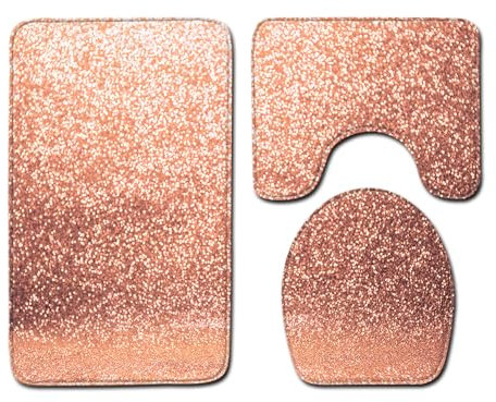 Badrumsmatta orange blixt WC matta med utsnitt WC lockskydd 3 delar WC matta halkfri badrumsset U-formad badmatta tvättbar badrumsmatta set 50 x 80 cm
