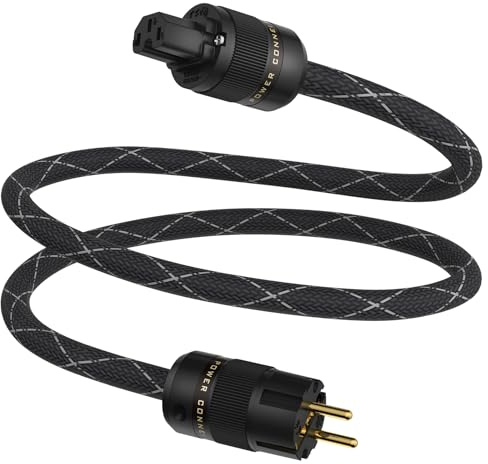 Tertullus High-End strömkabel OFC HiFi-strömkabel C15 strömkabel med Schukostecker och kaltgerätekupplung för subwoofer, förstärkare, DV/AV (1,5 M/4,92 FT)
