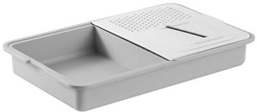 Planche à découper 6 en 1 avec récipients et couvercles – Station de préparation des aliments multifonction avec râpe, égouttoir pour trancher, déchiqueter les légumes et les fruits