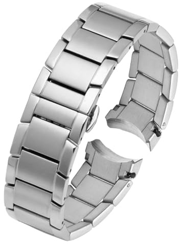 ROUREOX 22MM Herren Edelstahl Ersatz Uhrarmband, Metall Uhrarmband Spezielle Schnittstelle für Armani AR2448/2447/2432/2433/2458/2434/2453-Silber 22MM