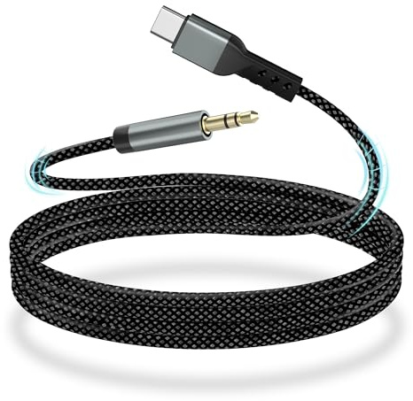 YISH Cavo Aux USB C 1M：Cavo USB C a 3.5mm Aux Jack, Cavo Type C a 3.5mm Audio Nylon con DAC Chip Compatibile con iPhone 17 Pro/16 Pro Max Samsung Galaxy S25/S24/S23 Ultra Pixel iPad Pro Audio per Auto