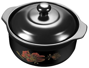 TOYANDONA Olla de Barro para Guisos y Sopas Cazuela Resistente Altas Temperaturas con Tapa para Estofado de Pollo y Cocina Fuego Abierto Capacidad para Personas para Cocina de Gas y Uso