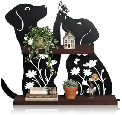 HTPARY Dog Wall Decor Floating Shelf for Dog Room, Living Room, Entryway - Pet Room Decor for Dogs Lovers, Cute Shaped Wall Mounted Shelf for Small Items Storage