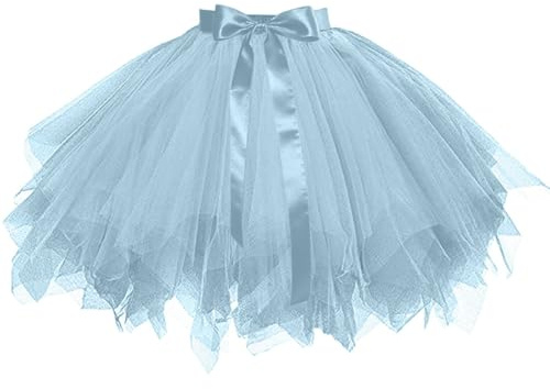 Gonna da donna in tulle con cintura, 50 pezzi, da balletto, sottogonna multistrato, mini in tulle elastico a vita alta, sottoveste, abito da danza, costume da donna