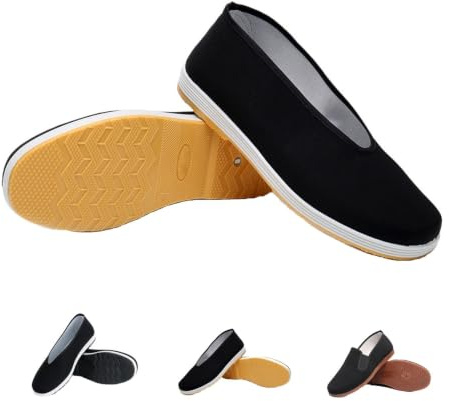 Scarpe Casual di Stoffa Nera della Vecchia Pechino, Scarpe da Ginnastica da Allenamento per Arti Marziali Kung Fu Tai Chi Pantofole con Suola in Gomma Morbida(Black C,37 EU)