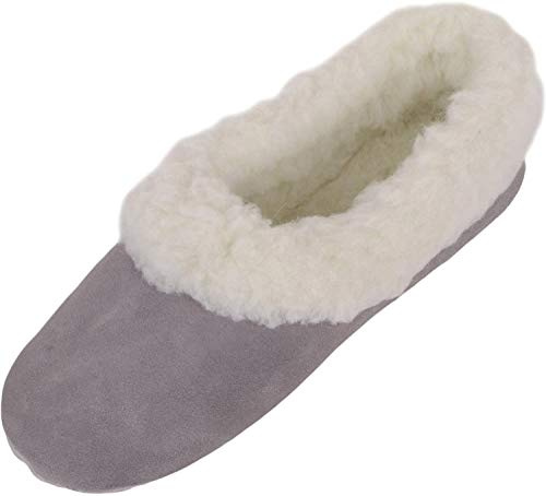 SNUGRUGS Women's Melissa Low-Top Wool Ballerina Slippers, Pastel Grey 7 UK / 40 EU